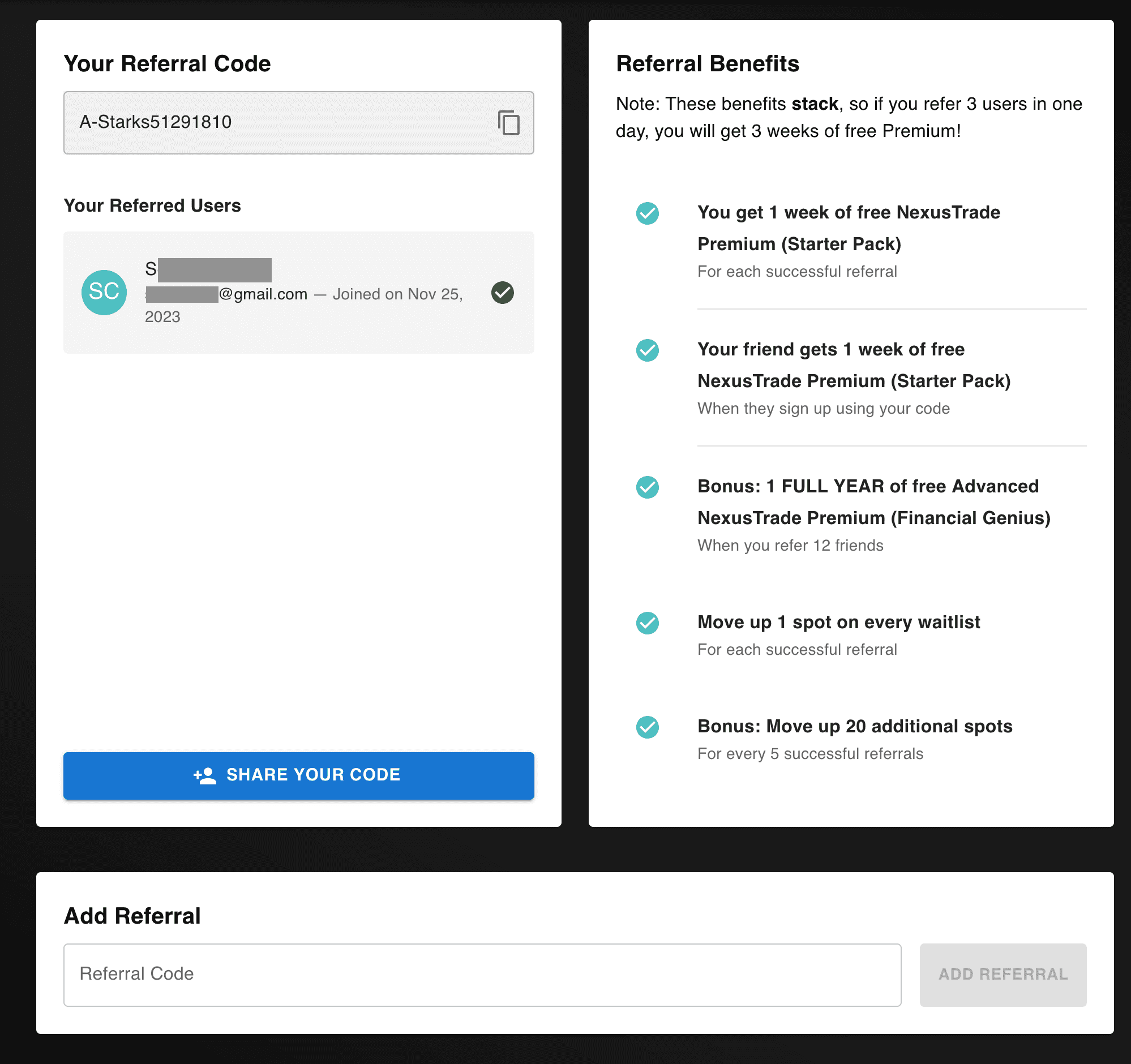 NEW] Get free NexusTrade Premium just by referring your friends!