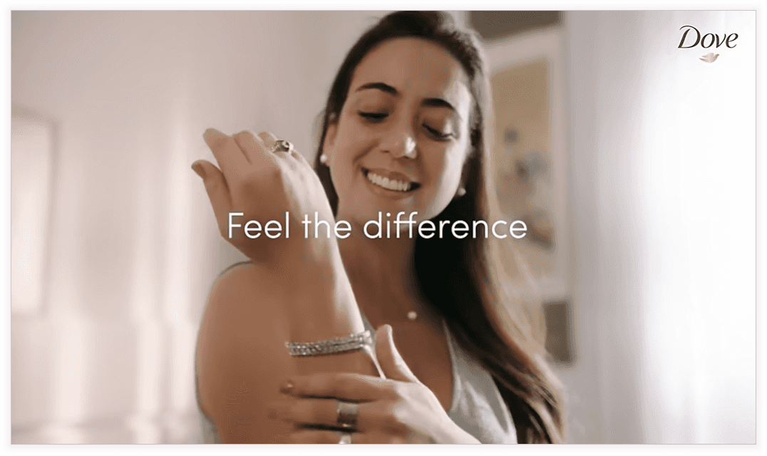 Dove's body wash uses simple, emotional language to convey comfort and confidence, connecting deeply with human experience. It sells well-being over features, making its message powerfully resonant without market noise.