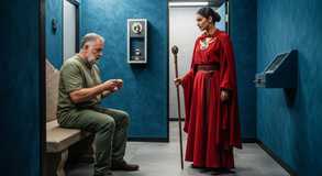 Roles clash through coded ritual.