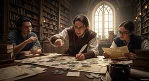 Strategy unfolds beneath scholarly glow.