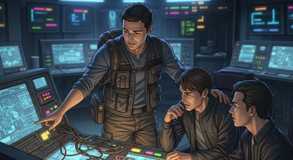 Strategy sharpens beneath glowing data.