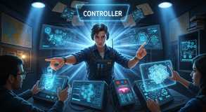 Command flows through holographic precision.