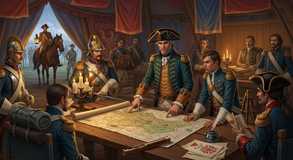 Strategy unfolds beneath candlelit command.