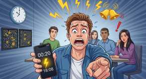 Alarm spikes as seconds slip away.