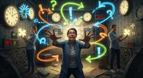Decisions spiral through pressured chaos.