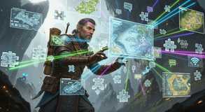 Explorer decodes terrain through holograms.