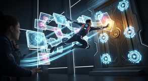 Cyber diver reaches encrypted gateway.