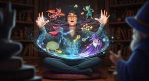 Imagination conjures through radiant wonder.