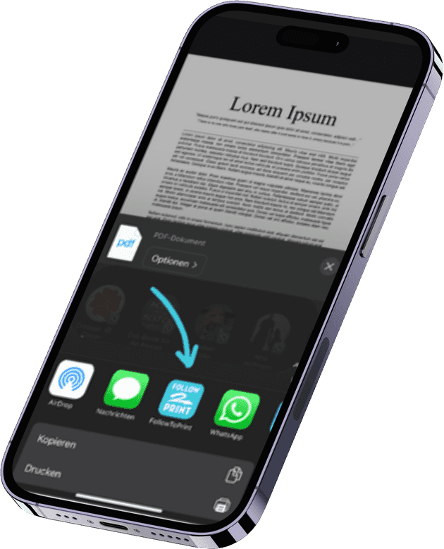 Dokumente werden bequem über die Teilen Funktion an den Storage im Schulnetz gesendet.