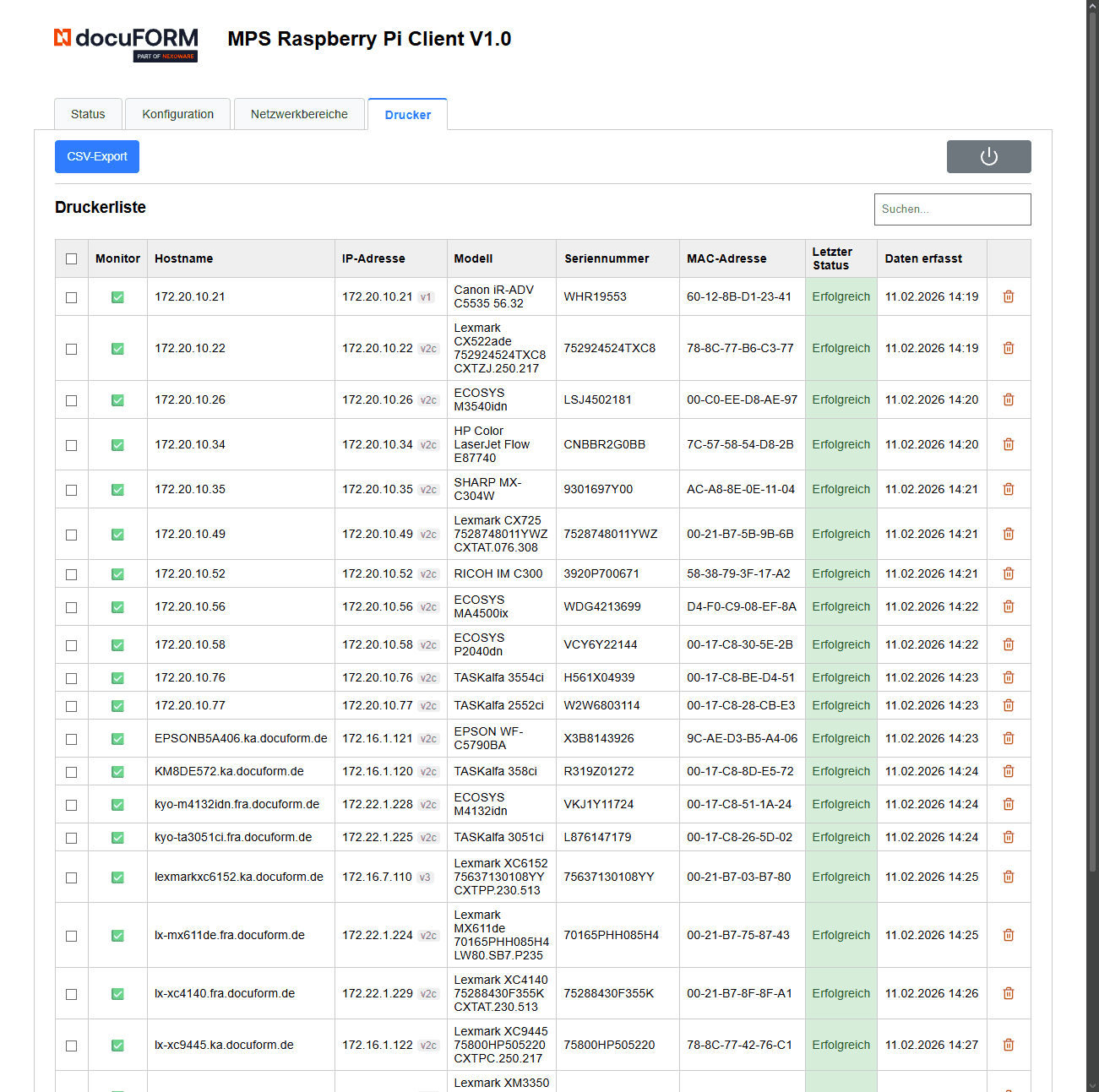 Mercury MPS Raspberry Pi Druckerliste – Herstellerübergreifende Erfassung