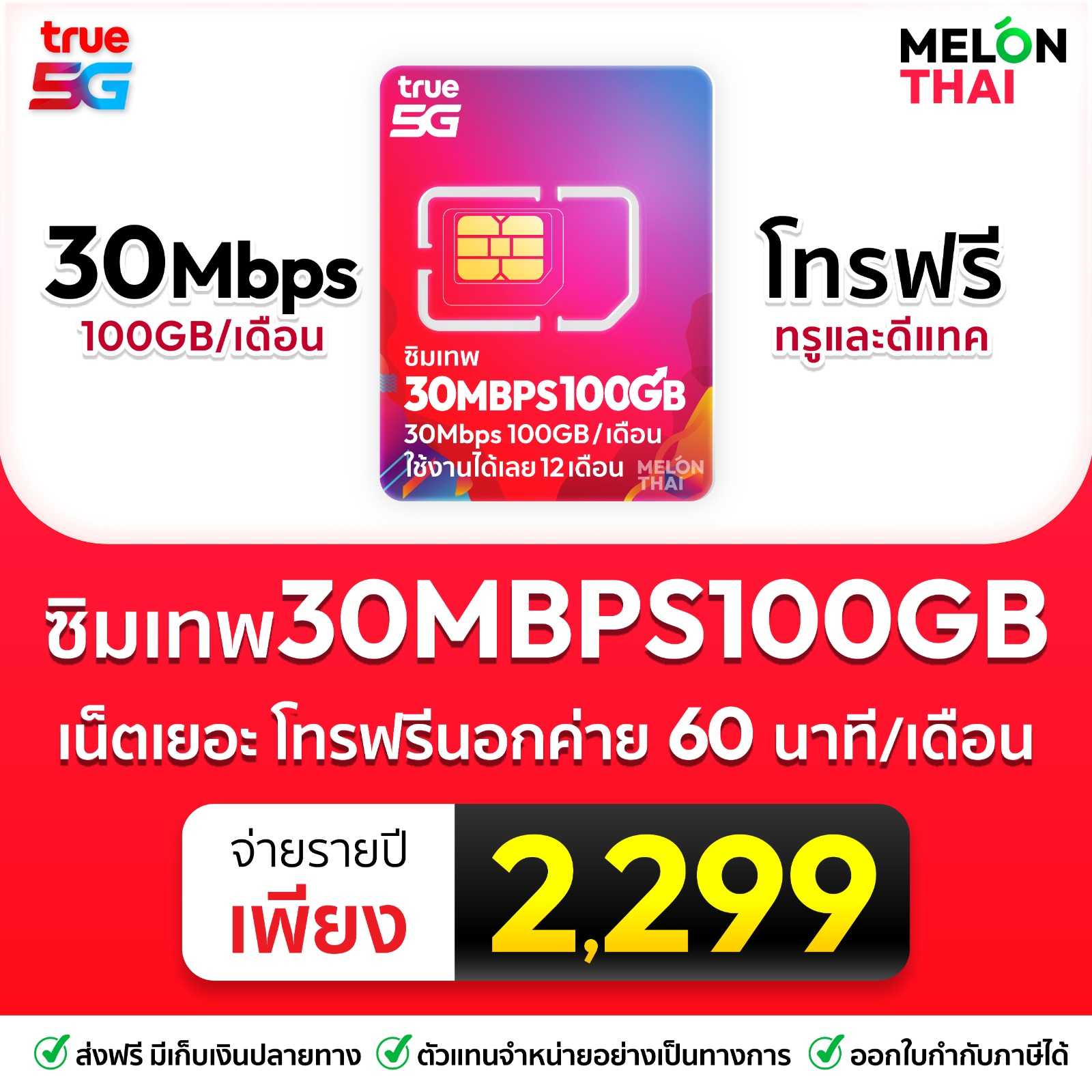 ซิมเทพทรู 20mbps X100