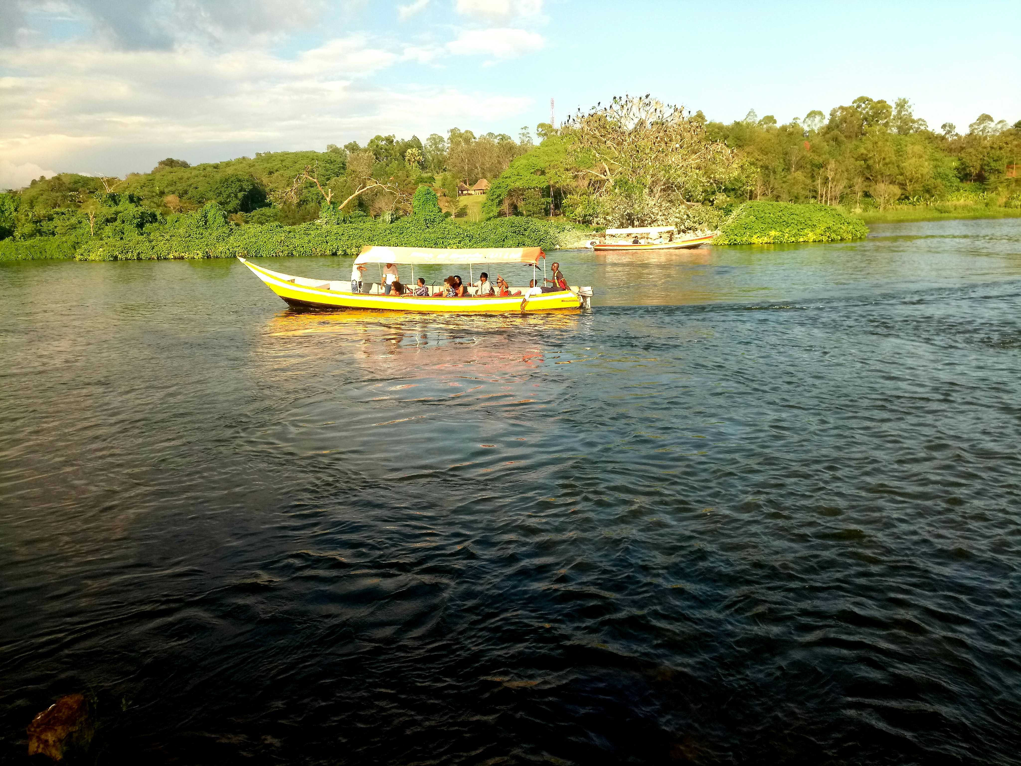 White-water rafting on the Nile River in Uganda.