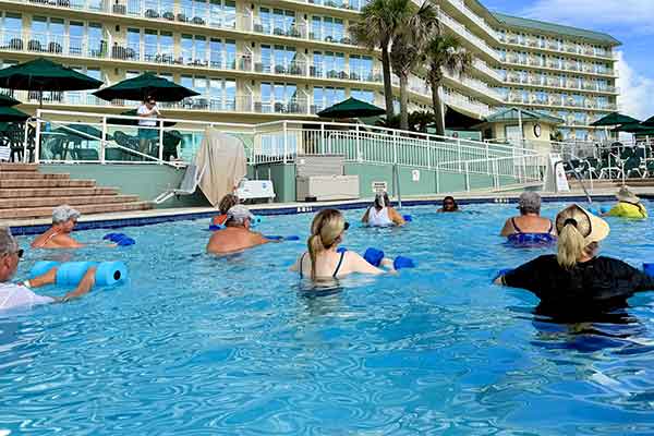Water Aerobics no experience needed – all fitness levels welcome.