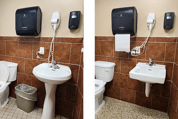 Indoor Pool bathroom remodel  (before and after).