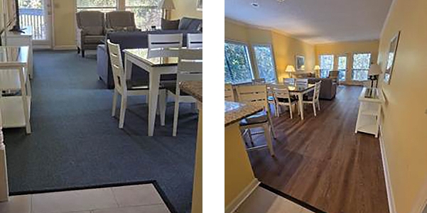 Luxury Vinyl Planking installed in all living and dining rooms