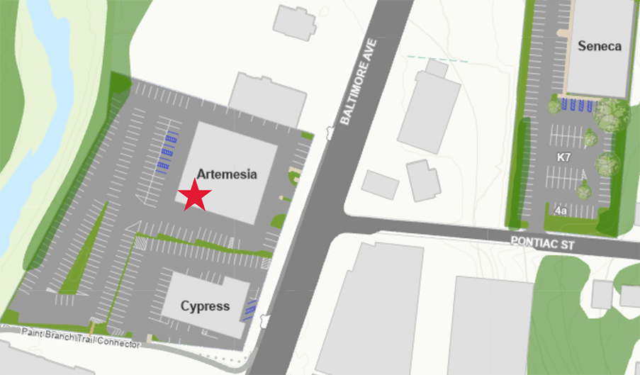 map of artemesia building on route 1, college park, maryland