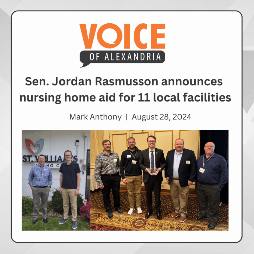 A screengrab from the Voice of Alexandria announcing new nursing home aid.