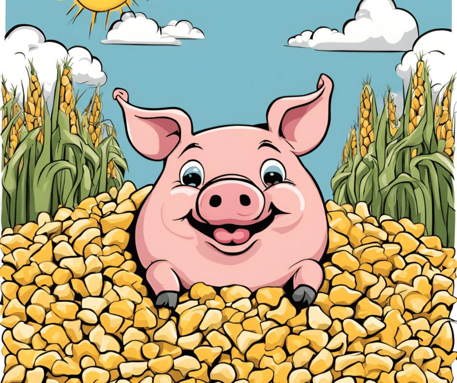 cartoon of a Pig in Corn