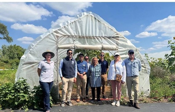 Democratic Leader Ranjeev Puri and U.S. Congresswoman Debbie Dingell standing with farmers, agricultural advocates and community partners at Gateway Farm. Democratic Leader Ranjeev Puri and U.S. Congresswoman Debbie Dingell standing with farmers, agricultural advocates and community partners at Gateway Farm.