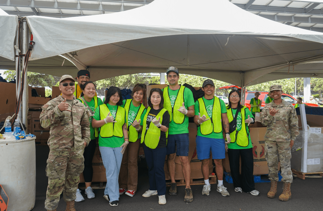 Lt. Gov. Sylvia Luke with volunteers at a food distribution. 