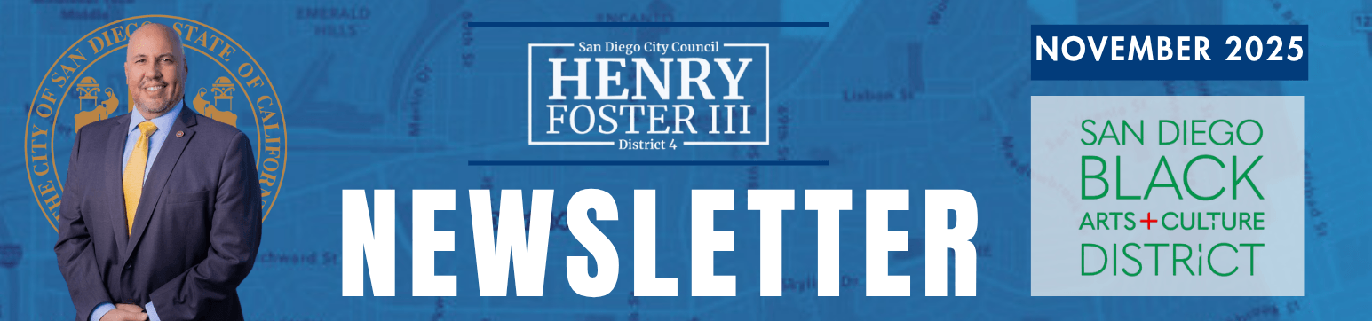 Newsletter heading with Councilmember Foster photo