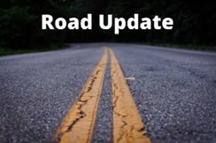 A graphic of a road that reads "Road Update." A graphic of a road that reads "Road Update."
