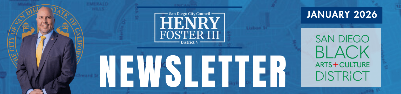 Newsletter heading with Councilmember Foster photo