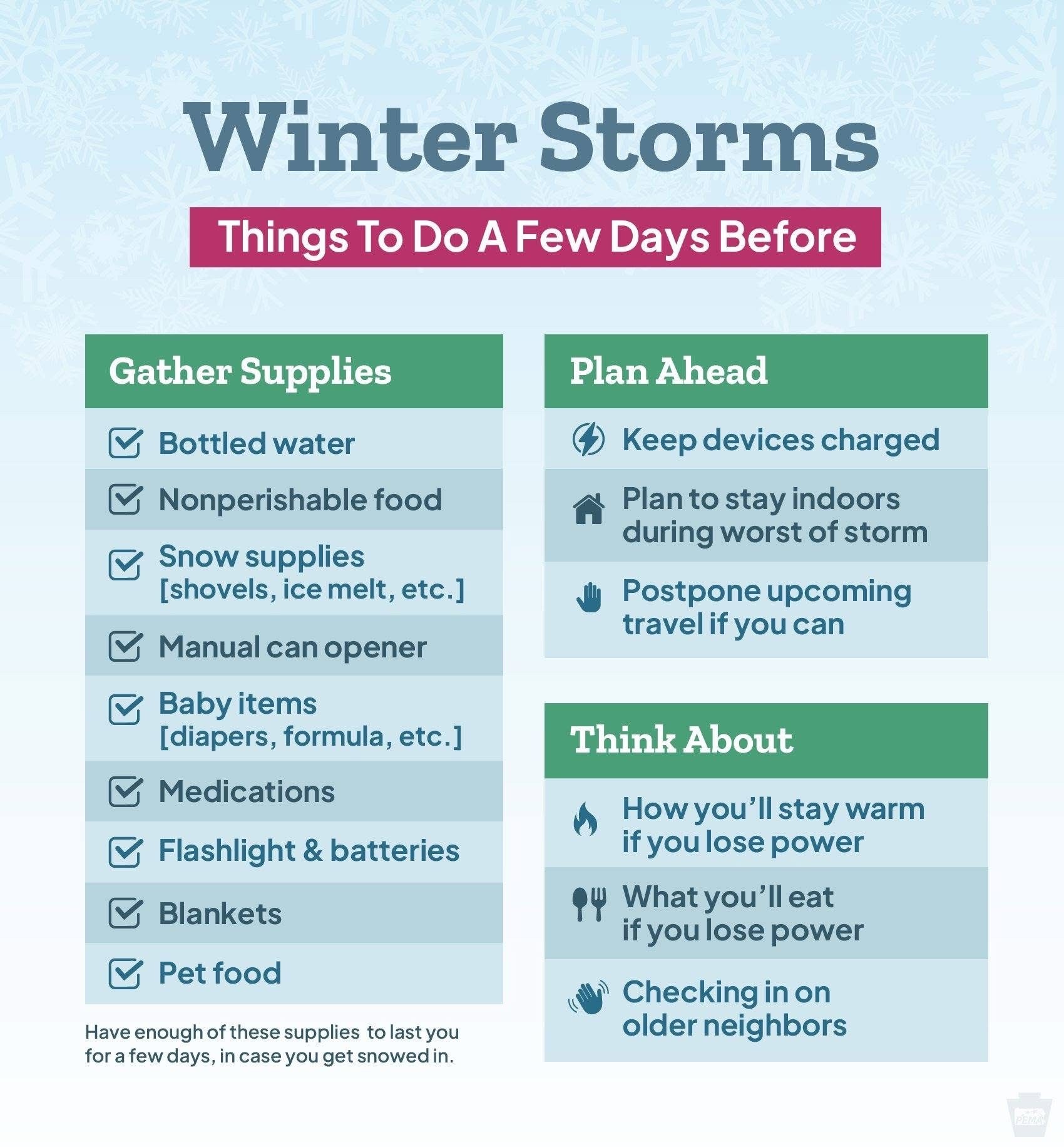 PEMA Winter Storm Tips