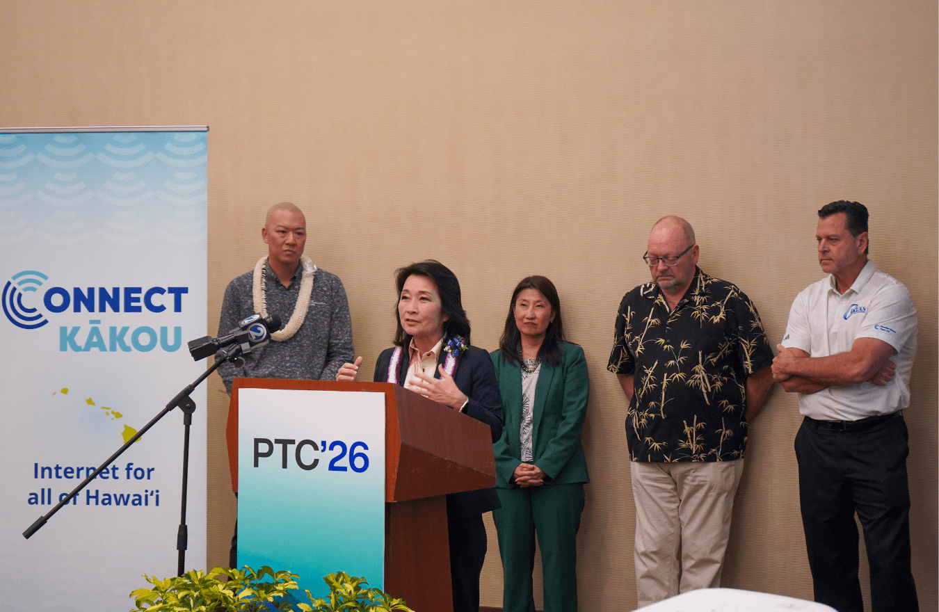 Lt. Gov. Sylvia Luke speaking while standing at a podium in front of group. 