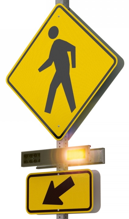 Rapid flashing beacon pedestrian crossing sign