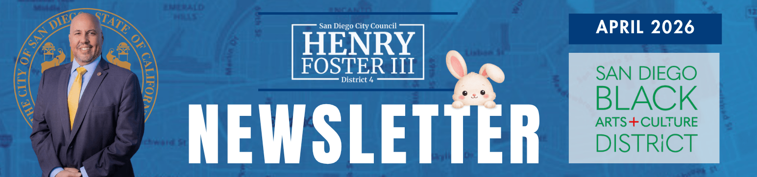 Newsletter heading with Councilmember Foster photo