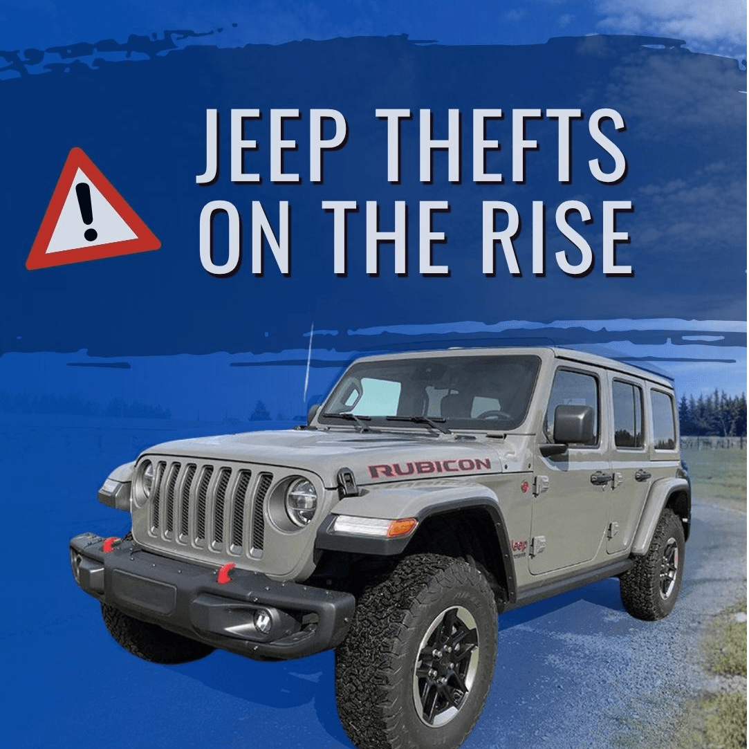 Jeep with blue gradient outside.