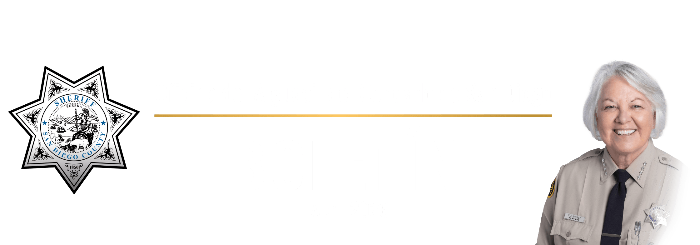 San Diego County Sheriff's Office Newsletter with image of the sheriff and seven point silver star with blue text.