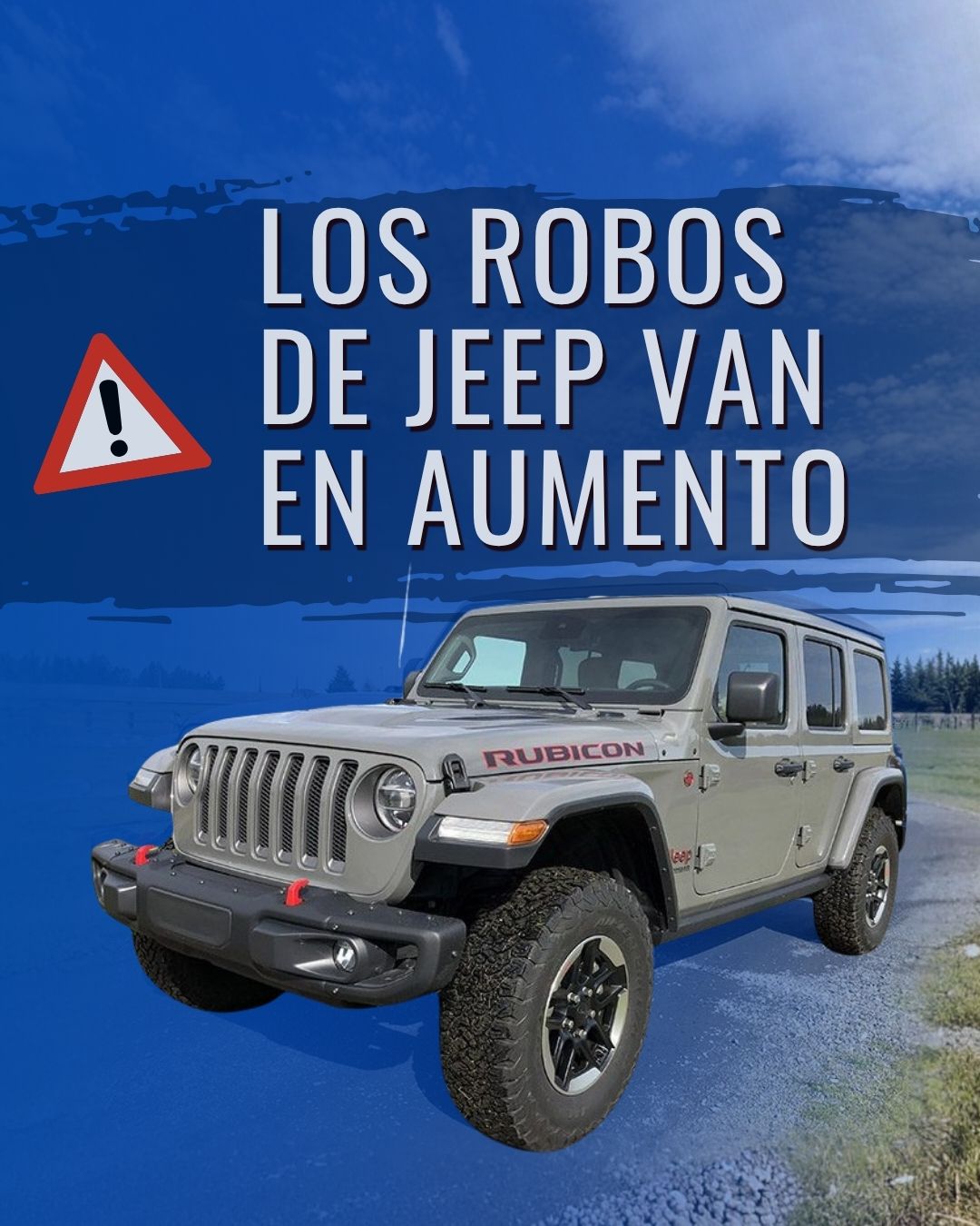 Jeep with blue gradient outside.