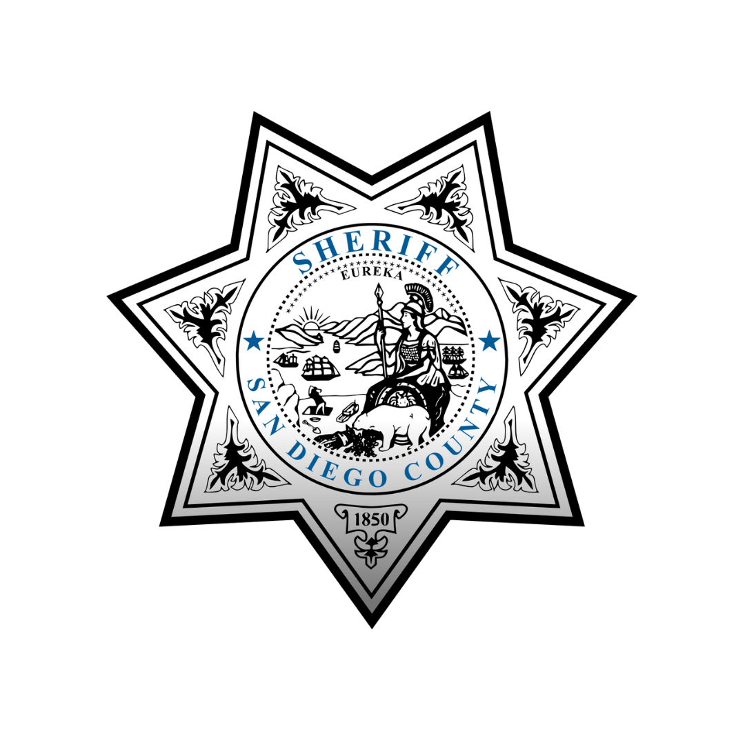 San Diego County Sheriff's Office star‑shaped badge with the county seal in the center.