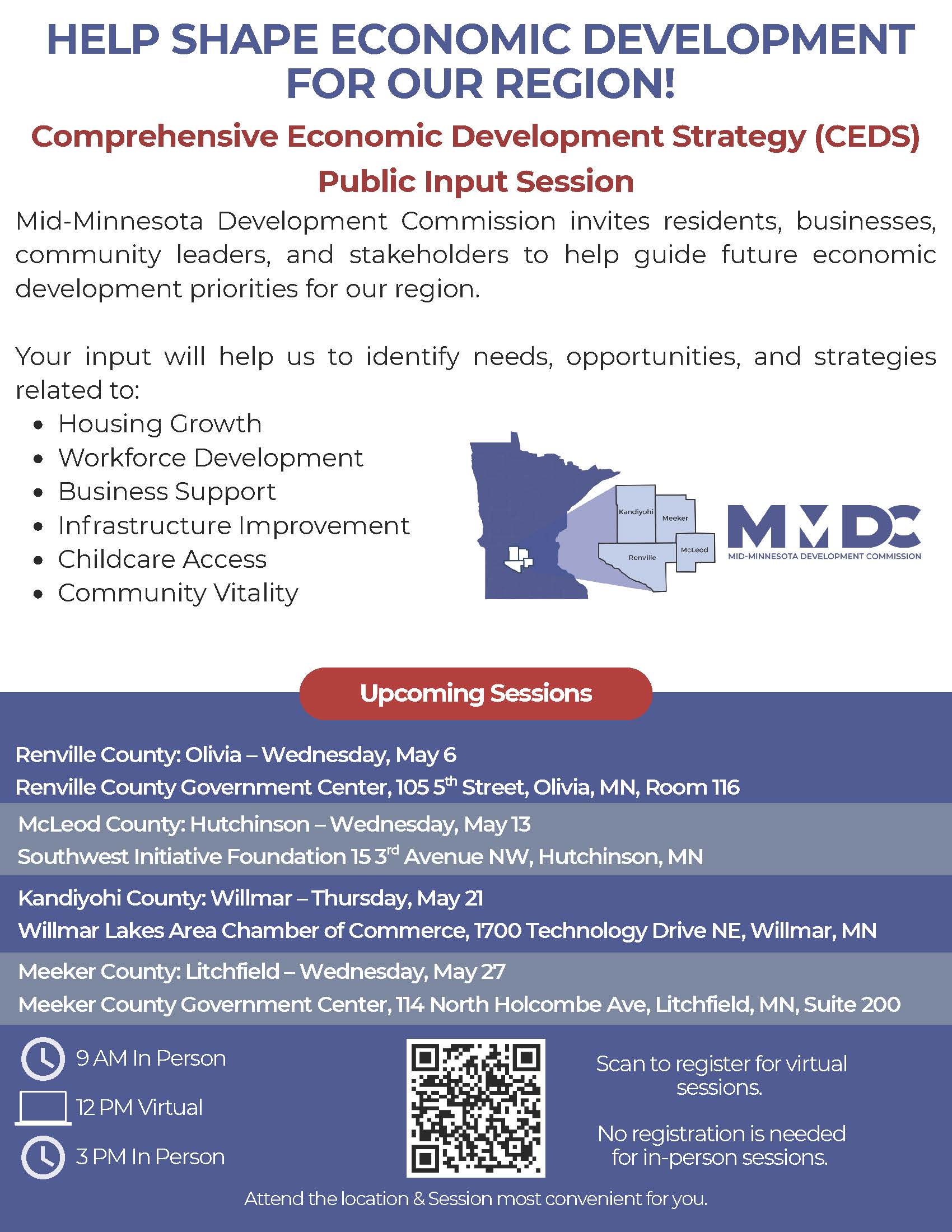 Mid-Minnesota Development Commission Public Input Session flyer
