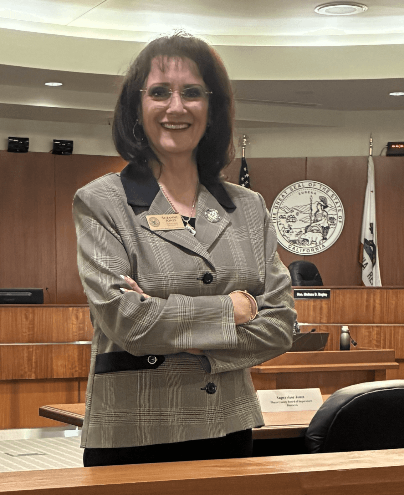 A photo of Placer County Supervisor Suzanne Jones at the 2026 Seating of the Grand Jury.