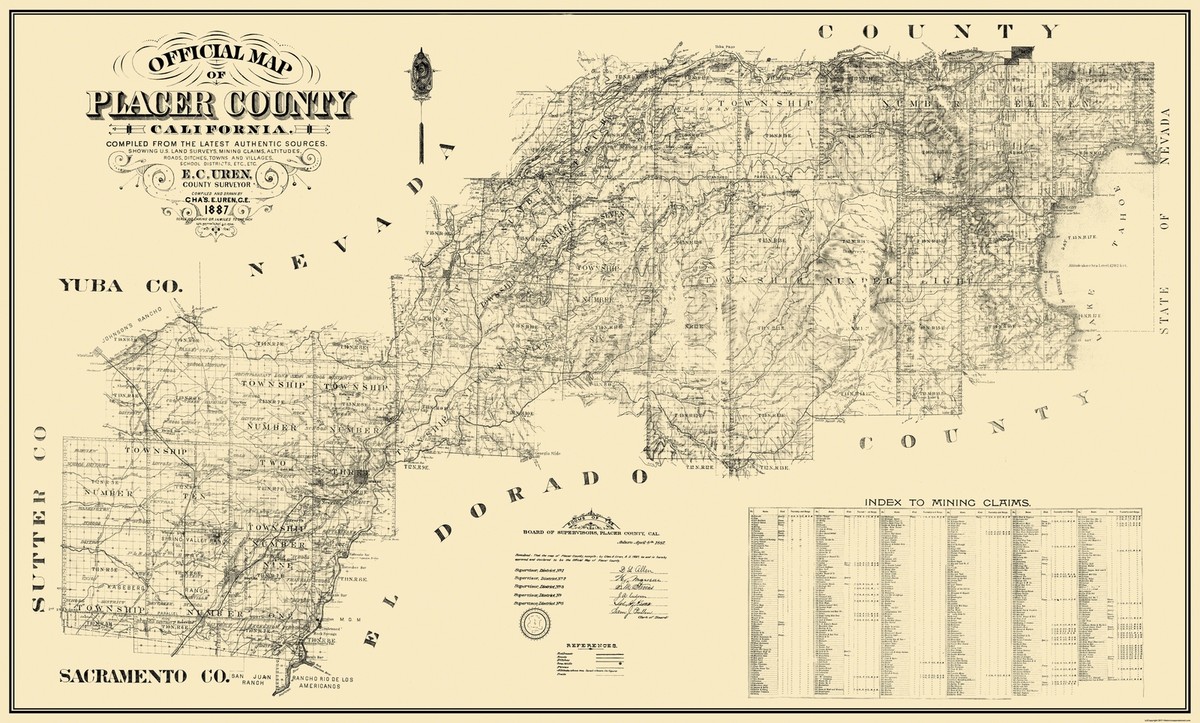 A historic map of Placer County in California