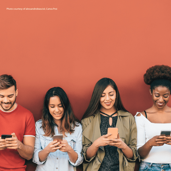 Image of young people on their phones