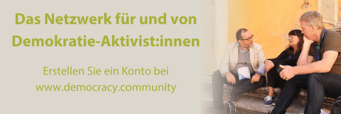 Banner Democracy.Community Registration link