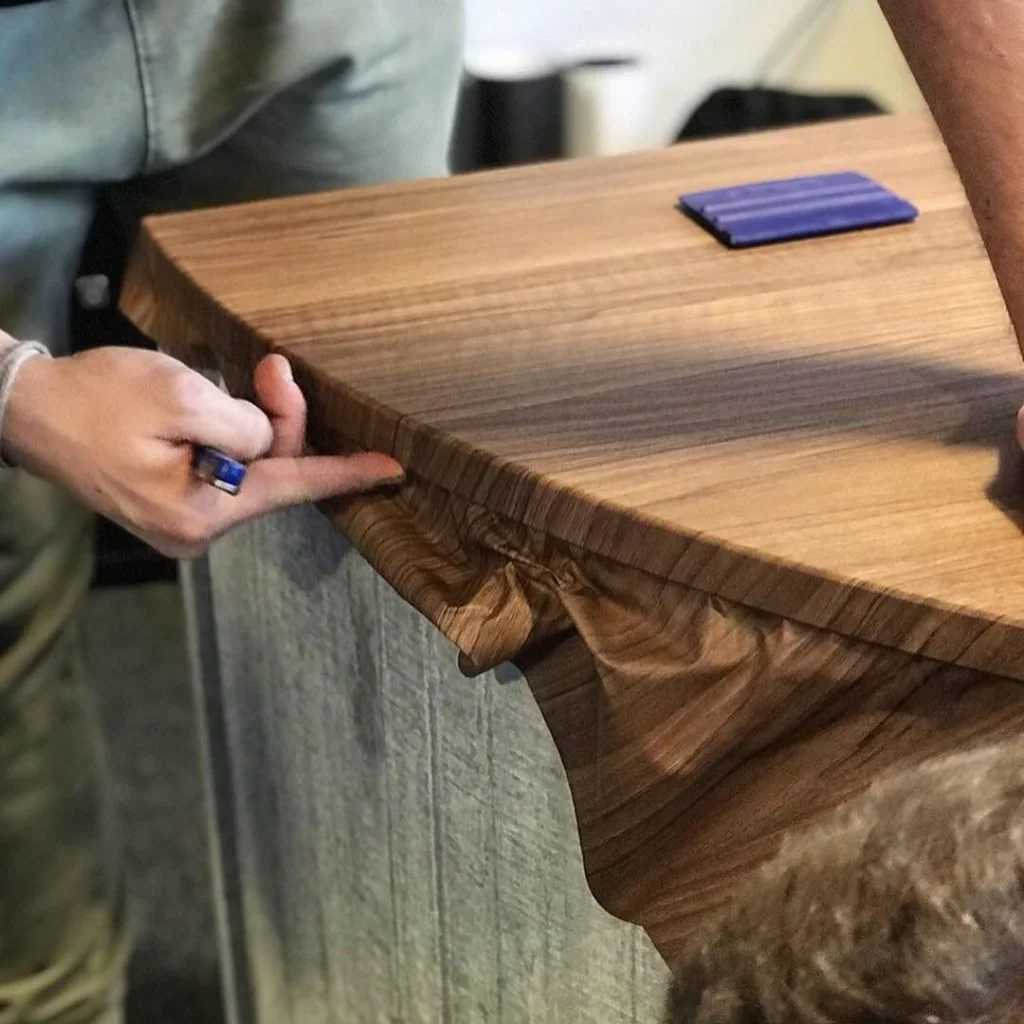 Wrap furniture with wooden vinyl