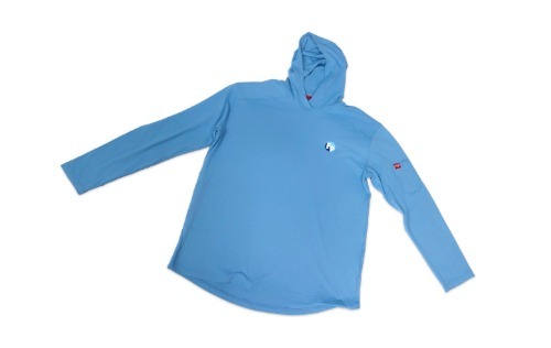 Light blue hoodie with an embroidered Fully Promoted logo on the right chest.