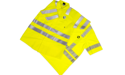 High visibility workwear shirt with Fully Promoted logo screen printed on left chest.