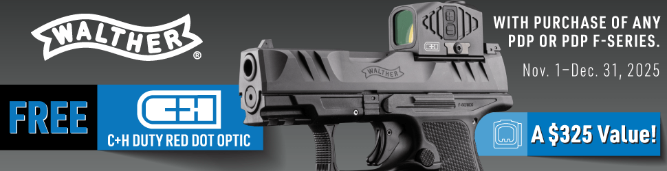 Buy a New Walther PDP and get a Free C&H Precision Duty Closed Emitter Red Dot Optic