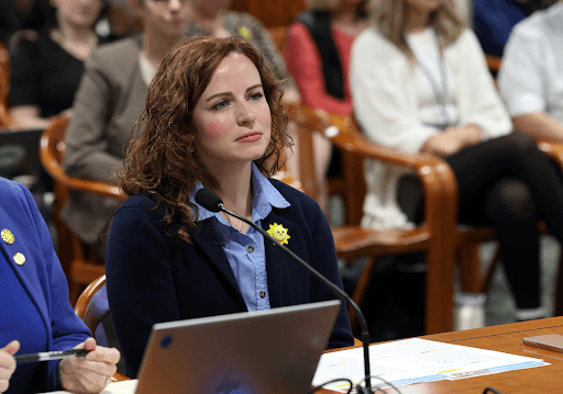 Michigan State Representative Erin Byrnes testifying in the House Ethics and Oversite Committee on April 18, 2024. Michigan State Representative Erin Byrnes testifying in the House Ethics and Oversite Committee on April 18, 2024.