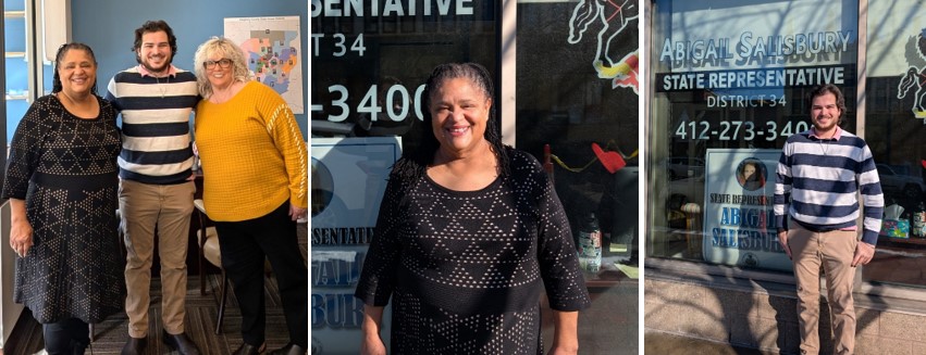 New staff members, including District Operations Director Tracy Baton at center and Constituent Services Advisor Thomas Charyton at right. At far left, Tracy, Thomas, and Constituent Services Advisor Connie Cunningham.
