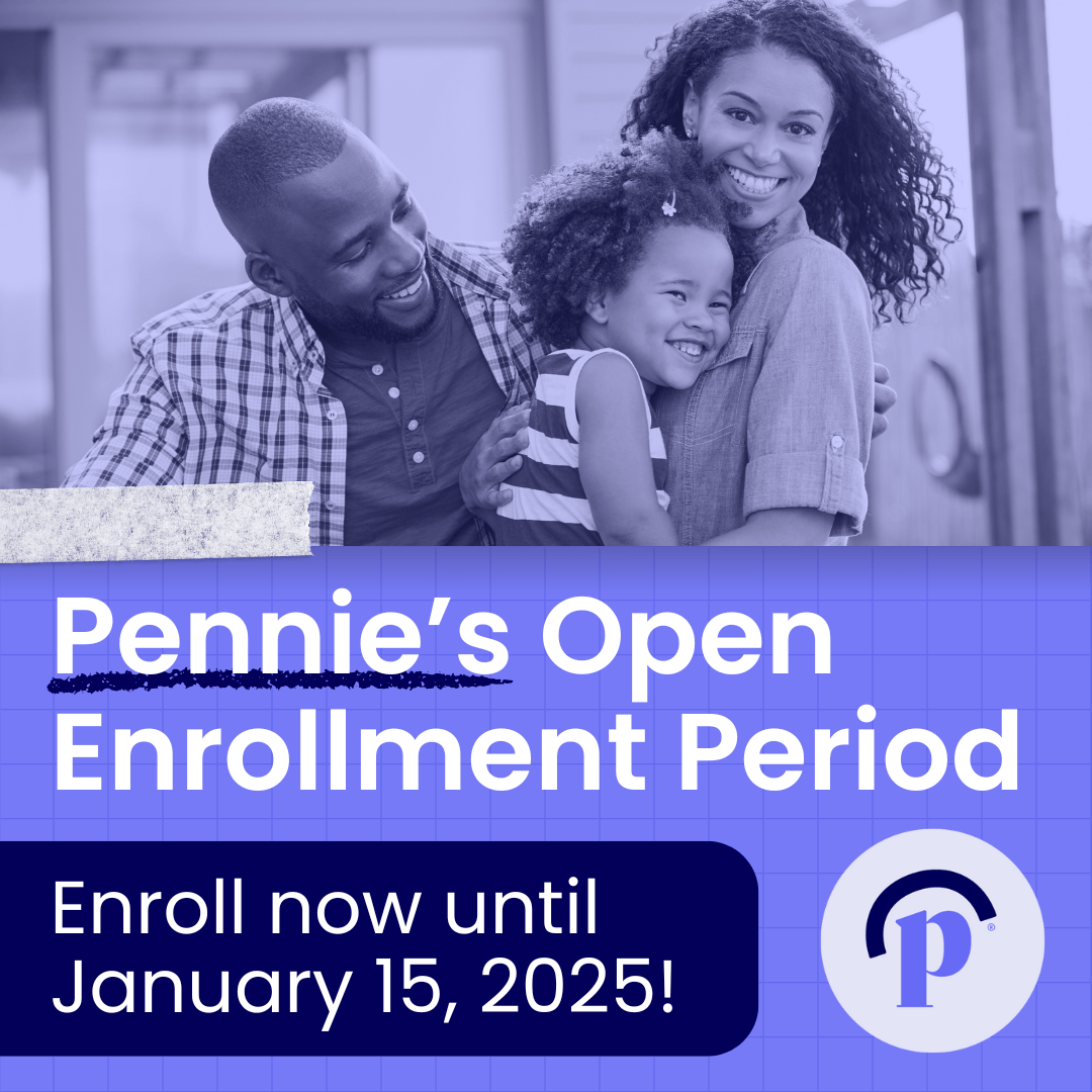 Graphic reminding folks to apply for insurance through Pennie by Jan. 15