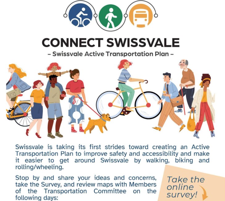 A graphic encouraging people to take the Swissvale Active Transportation Plan survey.