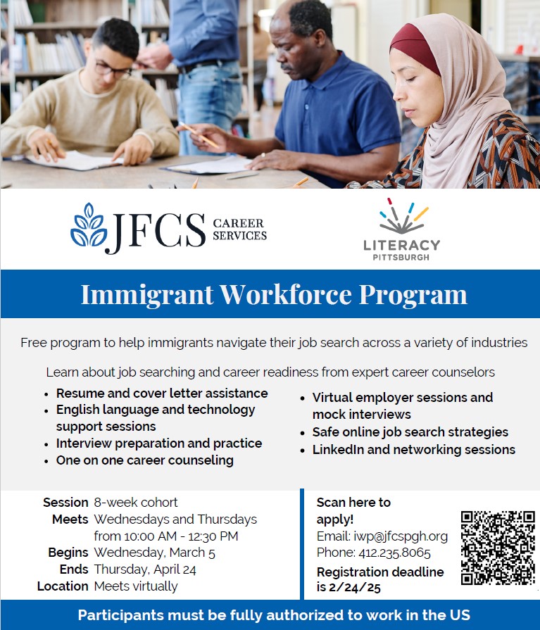 A flyer announcing the Immigrant Workforce Program.