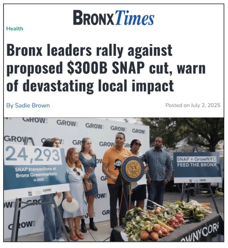 Bronx Times: Bronx leaders rally against proposed $300B SNAP cut, warn of devastating local impact
